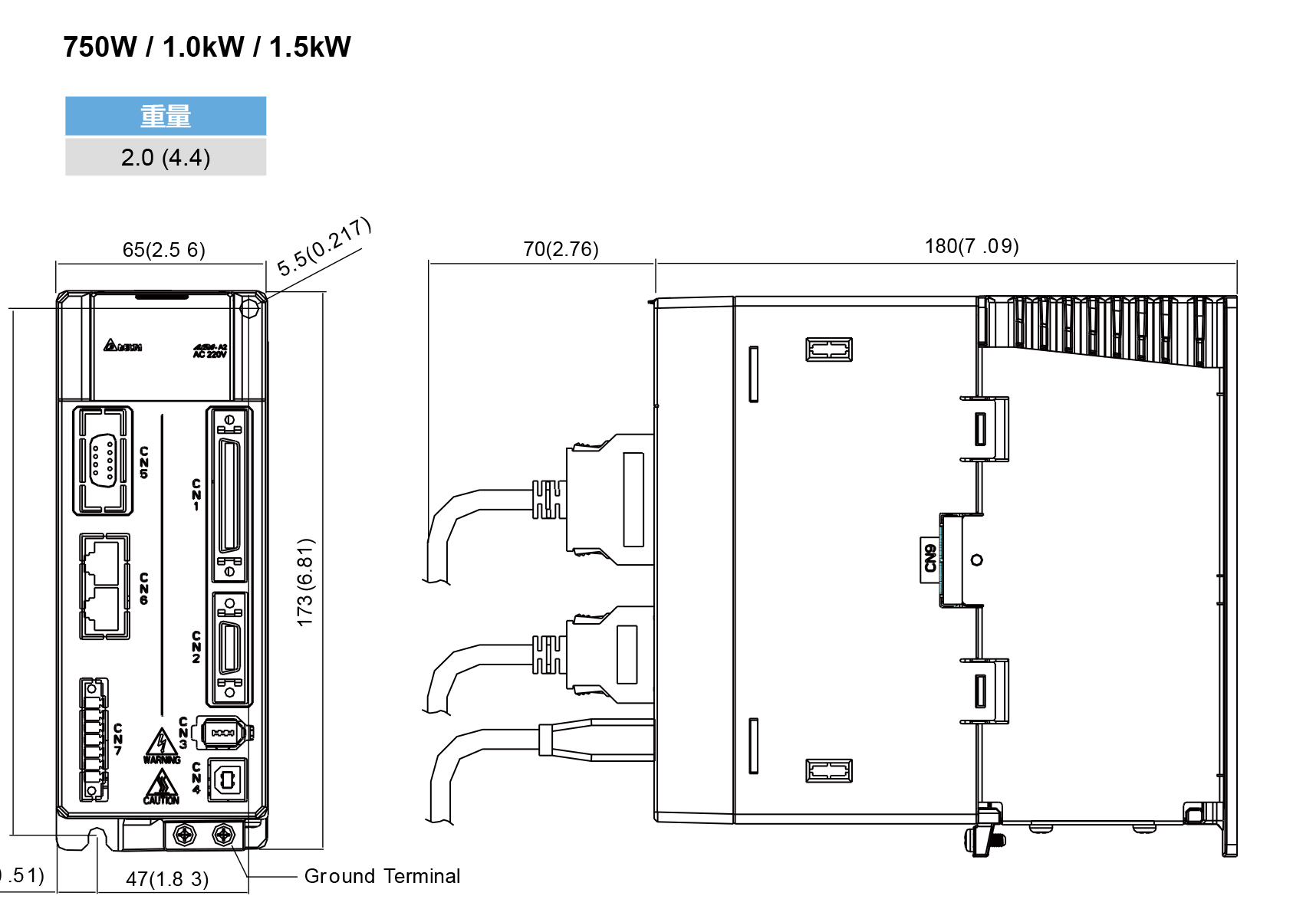 臺達(dá)伺服驅(qū)動(dòng)器的安裝尺寸